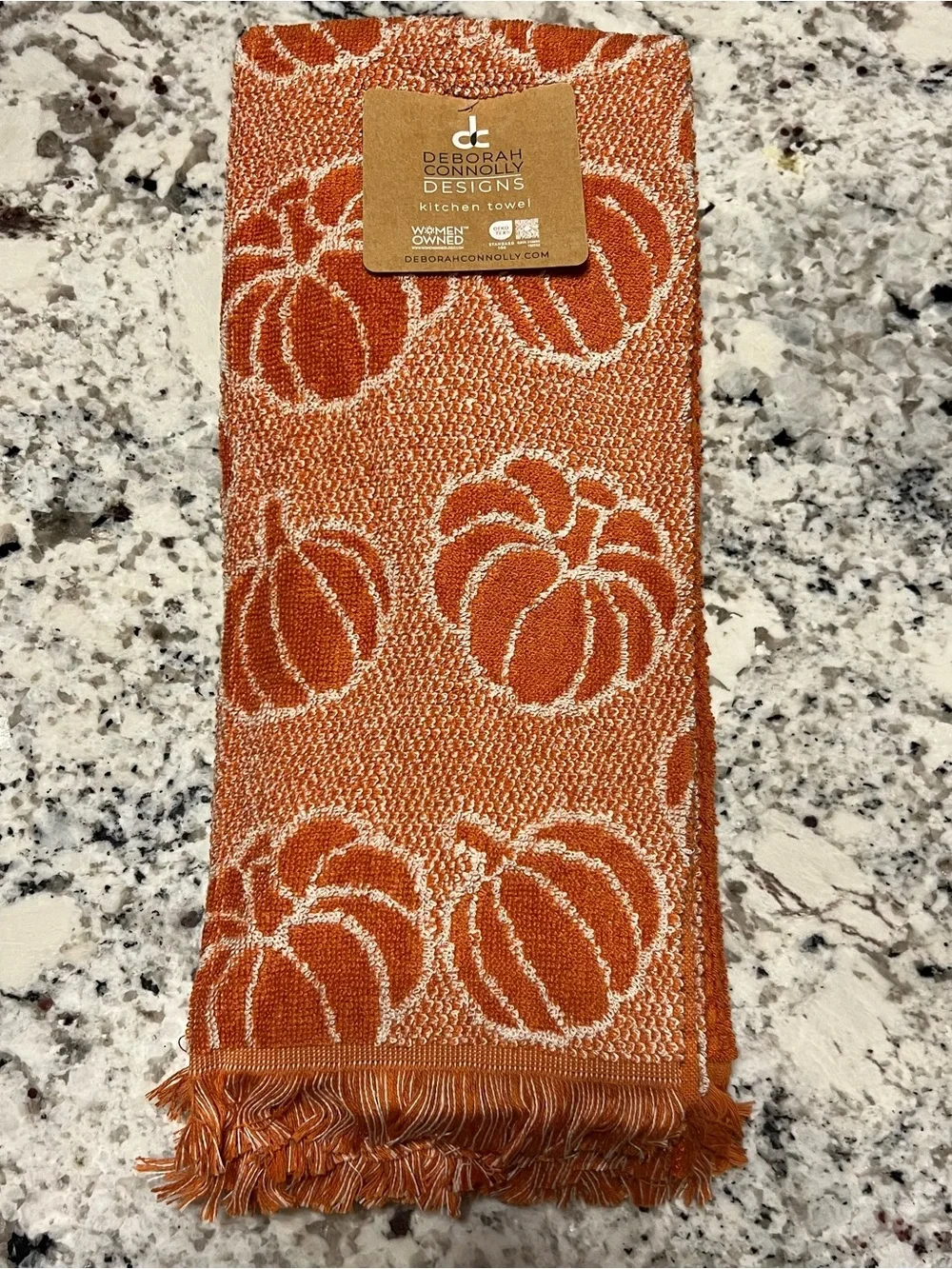 Deborah Connolly Fall Harvest Pumpkin Woven Cotton Kitchen Towel set of 3